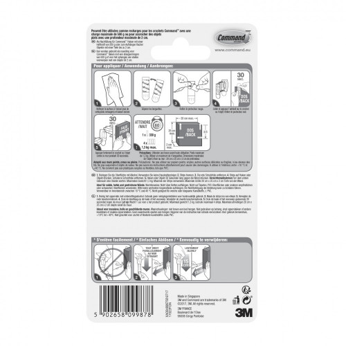 Lot de 16 languettes adhésives Standard COMMAND, blanc - COMMAND