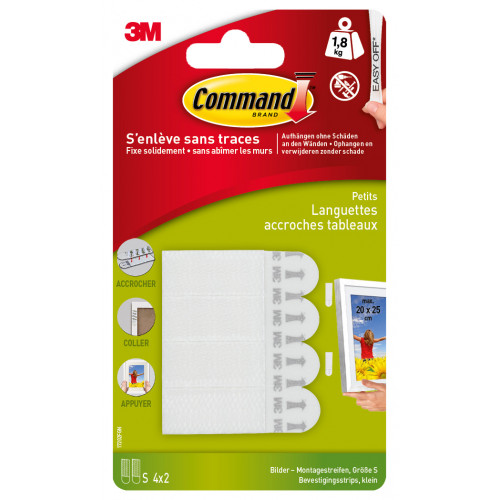 COMMAND Lot de 8 languettes adhésives Tableaux COMMAND, blanc