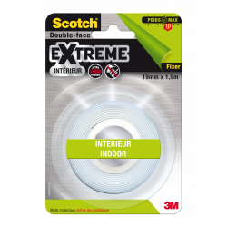 Rouleau adhésif double face intérieur SCOTCH EXTRÊME L.1.5 M x l.19 mm de marque SCOTCH, référence: B6084700