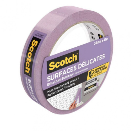 Ruban de masquage SCOTCH l.24 mm x L.41 m surfaces délicates - SCOTCH