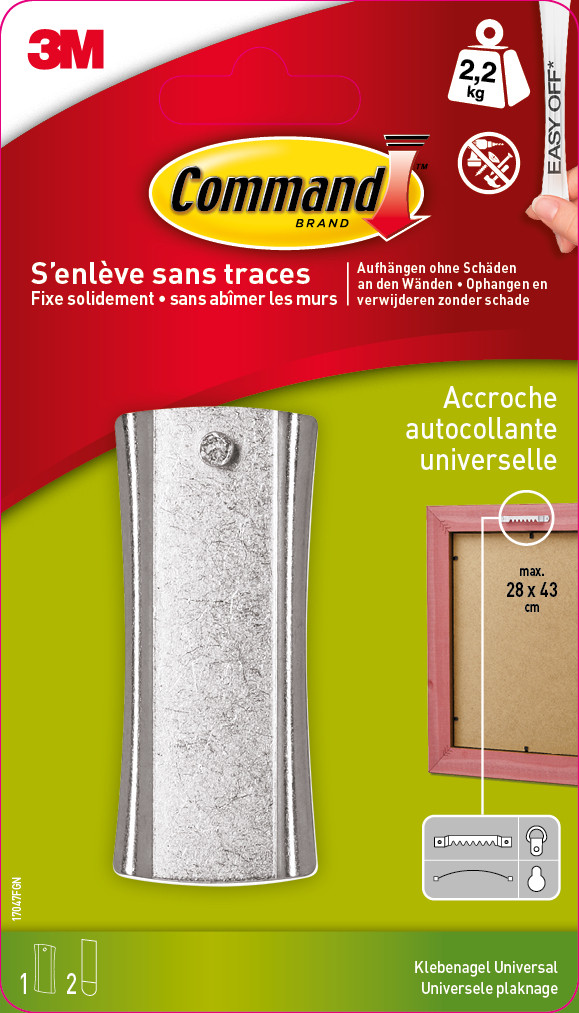 Accroche-cadre adhésif Tête de clou, COMMAND, argent 2.2 kg