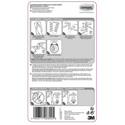 Lot de 2 crochets adhésif Ovale, COMMAND, transparent 0.9 kg - COMMAND