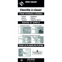 Lot de 12 chevilles et vis à clouer RED HEAD, Diam.4 x L.50 mm - Red head
