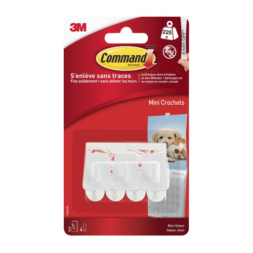 Lot de 3 crochets adhésif Taille s, COMMAND, blanc 0.225 kg - COMMAND