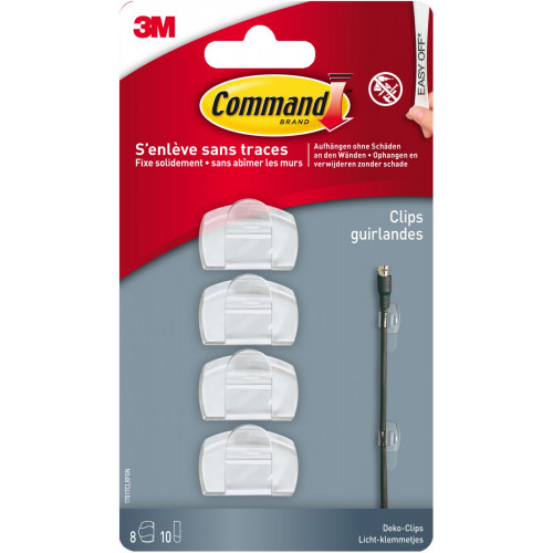 Lot de 4 crochets adhésif Pour cables, COMMAND, transparent - COMMAND