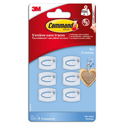 Lot de 6 crochets adhésif Mini, COMMAND, transparent 0.225 kg - COMMAND