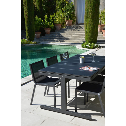 Table de jardin de repas ARCANE Sunrise rectangulaire anthracite de 6 à 10 perso - ARCANE