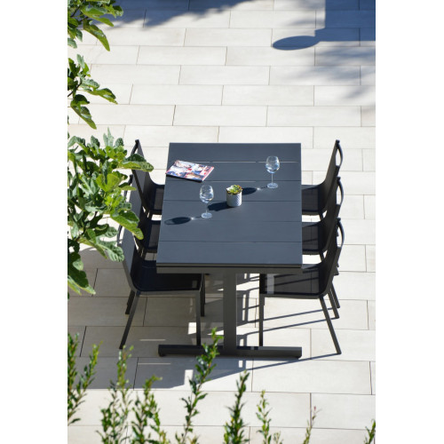 Table de jardin de repas ARCANE Sunrise rectangulaire anthracite de 6 à 10 perso - ARCANE
