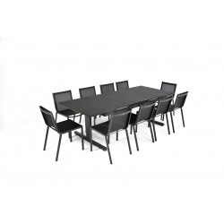 Table de jardin de repas ARCANE Sunrise rectangulaire anthracite de 6 à 10 perso - ARCANE