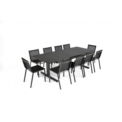 Table de jardin de repas ARCANE Sunrise rectangulaire anthracite de 6 à 10 perso - ARCANE