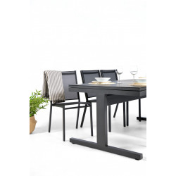 Table de jardin de repas ARCANE Sunrise rectangulaire anthracite de 6 à 10 perso - ARCANE