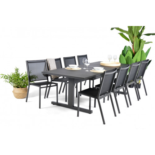 Table de jardin de repas ARCANE Sunrise rectangulaire anthracite de 6 à 10 perso - ARCANE