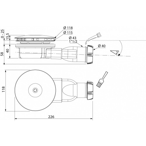 Bonde de douche extra-plate, Diam.90 mm, WIRQUIN - WIRQUIN