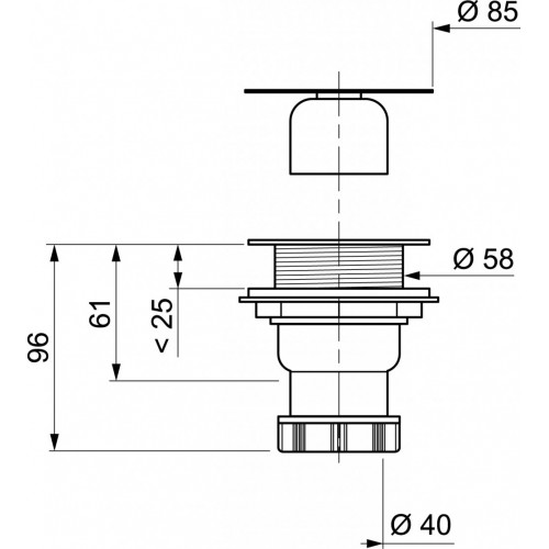 Bonde receveur de douche, Diam.60 mm sortie verticale WIRQUIN - WIRQUIN