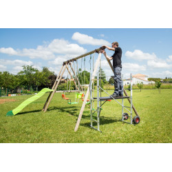 Echafaudage aluminium jardin avec roue HAILO hauteur de travail 3 m - HAILO