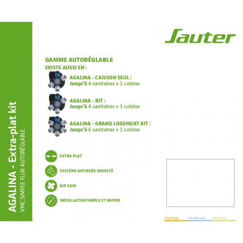 Kit extra plat VMC autoréglable à détection d'humidité Agalina SAUTER - SAUTER