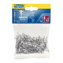 Lot de 100 rivets aluminium Diam.3.2 x H.8 mm RAPID - RAPID