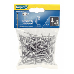 Lot de 100 rivets aluminium Diam.4.8 x H.10 mm RAPID de marque RAPID, référence: B6284800