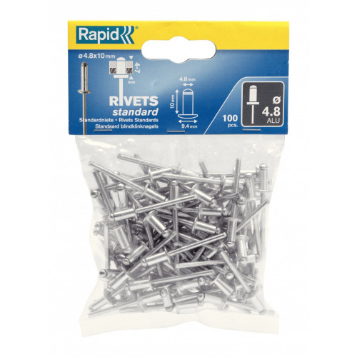 Lot de 100 rivets aluminium Diam.4.8 x H.10 mm RAPID - RAPID