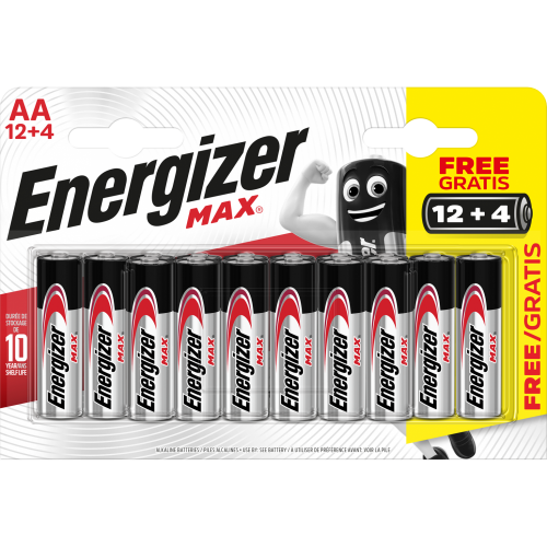 Lot de 12 + 4 piles alcaline aa Max, 1.2 V, ENERGIZER - ENERGIZER