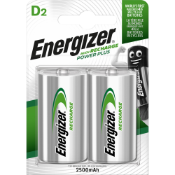 Lot de 2 piles rechargeable lr20 d, 2500 mAh, ENERGIZER - ENERGIZER