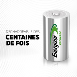 Lot de 2 piles rechargeable lr20 d, 2500 mAh, ENERGIZER - ENERGIZER