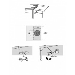 Lot de 2 raccords de plan de travail acier chromé HETTICH, l.100 mm - HETTICH