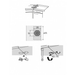 Lot de 2 raccords de plan de travail acier chromé HETTICH, l.65 mm - HETTICH