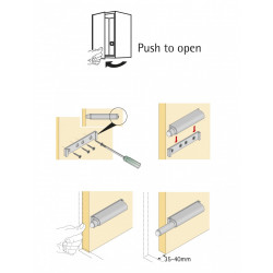 Lot de 2 système d’ouverture plastique brut HETTICH, l.60 mm - HETTICH