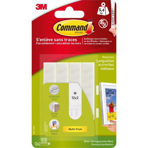 Lot de 24 languettes adhésives Tableaux COMMAND, blanc - COMMAND