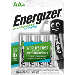 Lot de 4 piles rechargeable aa Extreme, 2300 mAh, ENERGIZER de marque ENERGIZER, référence: B6309900