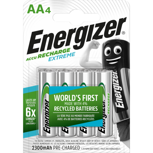 Lot de 4 piles rechargeable aa Extreme, 2300 mAh, ENERGIZER - ENERGIZER