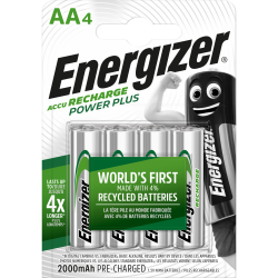 Lot de 4 piles rechargeable aa Power plus, 2500 mAh, ENERGIZER - ENERGIZER