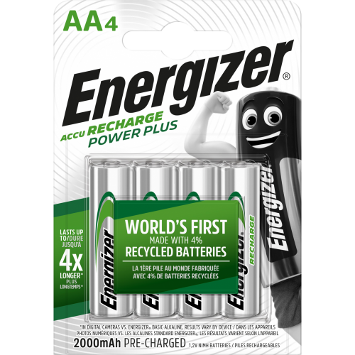 Lot de 4 piles rechargeable aa Power plus, 2500 mAh, ENERGIZER - ENERGIZER