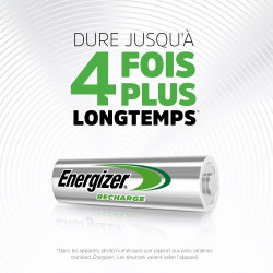 Lot de 4 piles rechargeable aa Power plus, 2500 mAh, ENERGIZER - ENERGIZER