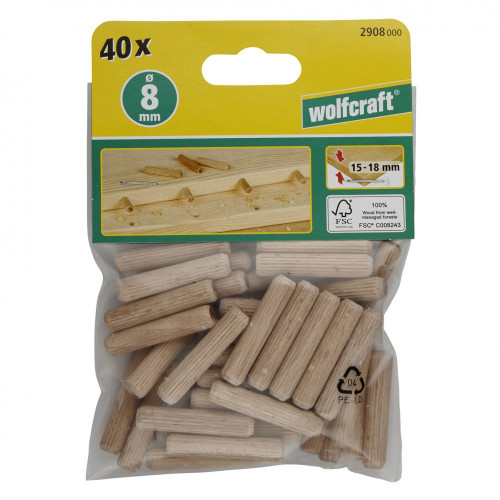 Lot de 40 tourillons Diam.8 mm WOLFCRAFT - WOLFCRAFT