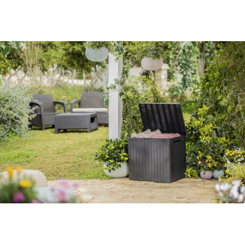 Coffre de jardin résine City cube gris, 57,8 x 44 x H.54.8 cm - Keter