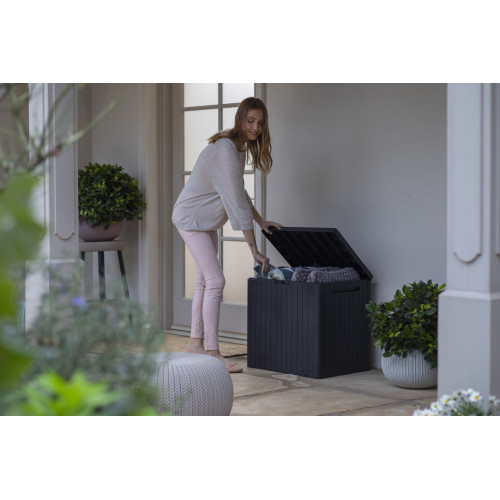 Coffre de jardin résine City cube gris, 57,8 x 44 x H.54.8 cm - Keter