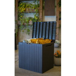 Coffre de jardin résine City cube gris, 57,8 x 44 x H.54.8 cm - Keter