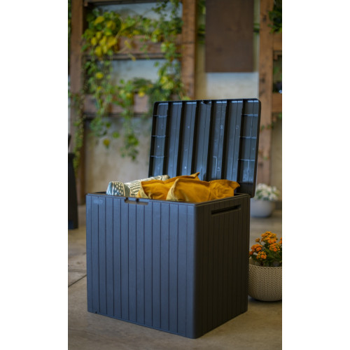 Coffre de jardin résine City cube gris, 57,8 x 44 x H.54.8 cm - Keter