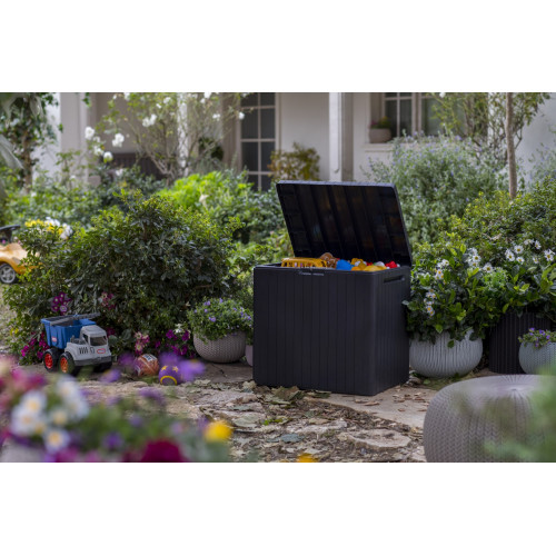 Coffre de jardin résine City cube gris, 57,8 x 44 x H.54.8 cm - Keter