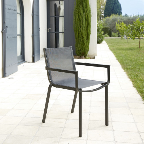 Fauteuil de jardin en aluminium Horizon anthracite - ARCANE