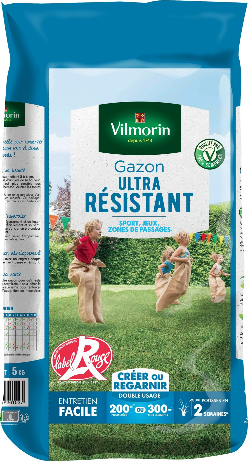 Gazon ultra résistant VILMORIN, 5 kg, 200 m²