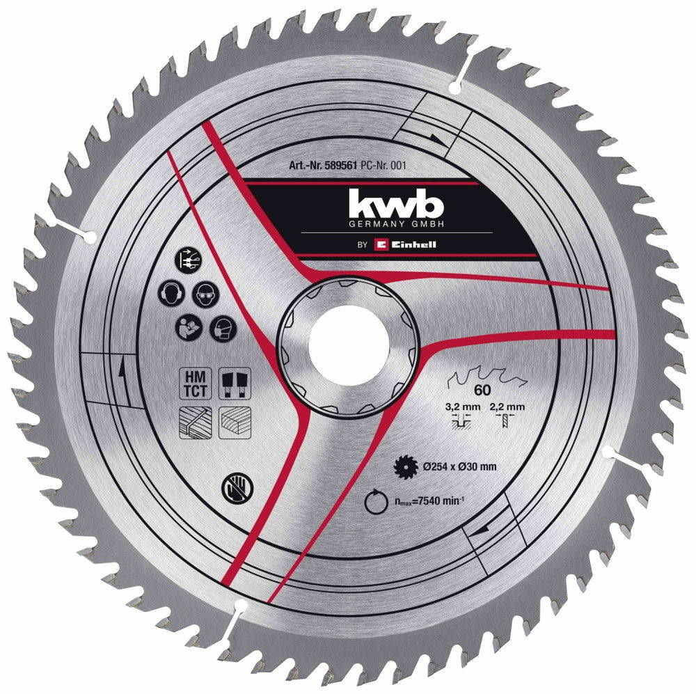 KWB By Einhell Lame pour scie sur table diamètre 254x30x 3,2 mm, 60 dents - vue 2