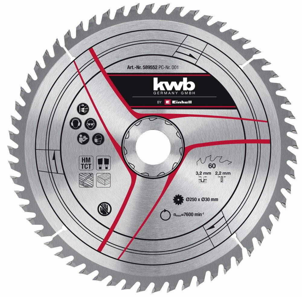 KWB by Einhell Lame pour scie sur table diamètre 250x30x3 2 mm 60 dents - vue 2