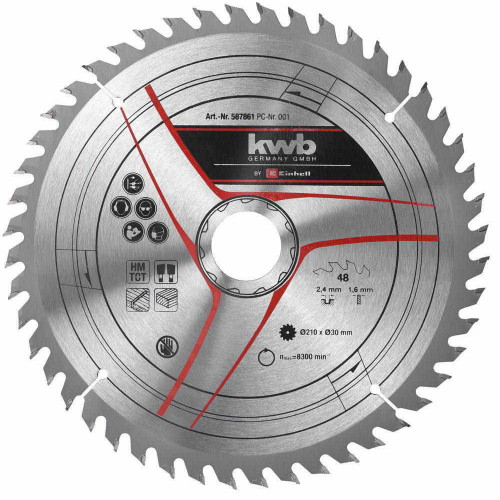 Lame pour scie radiale diamètre 210x30x2,8 48 dents - KWB by Einhell