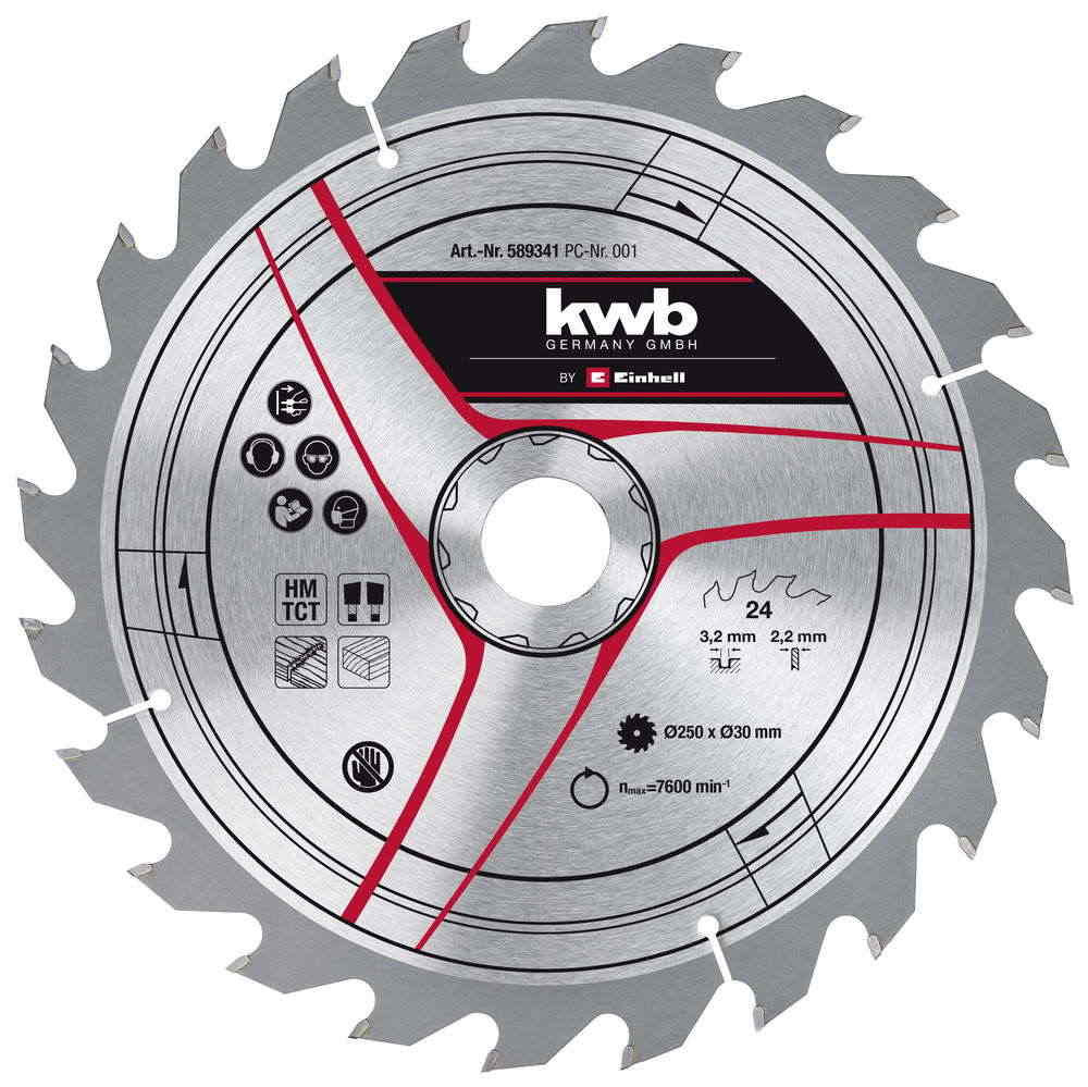 KWB by Einhell Lame pour scie sur table diamètre 250x30x3 2 mm 24 dents - vue 2