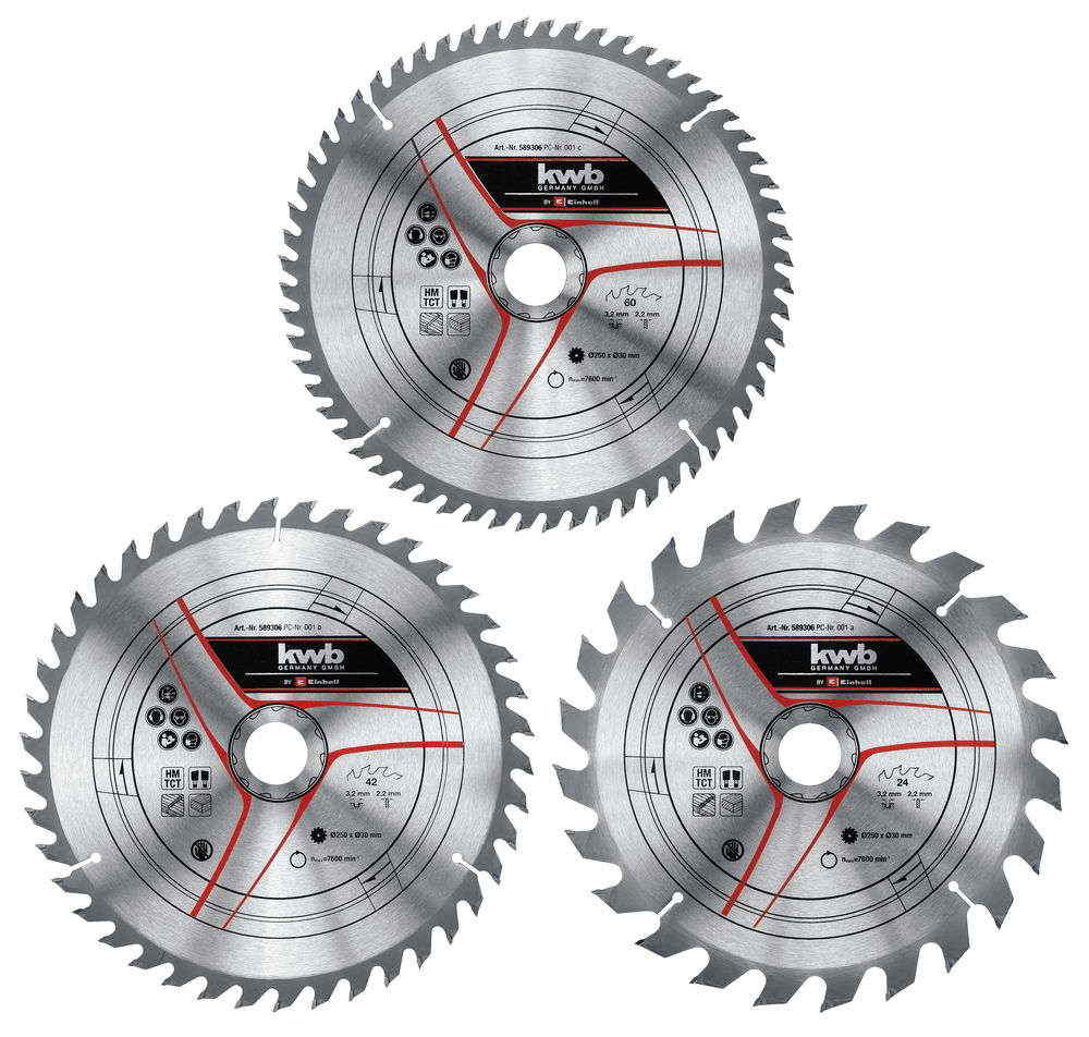 KWB by Einhell Set de lames pour scie sur table diamètre 250x30x3 0mm - vue 2
