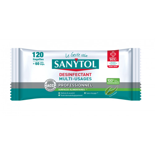 Désinfectant SANYTOL 120 lingettes - SANYTOL