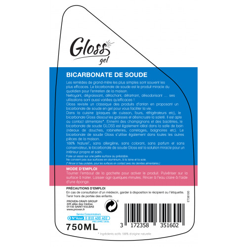 Nettoyant multisurface GLOSS Bicarbonate de soude gel 0,75 ml - GLOSS